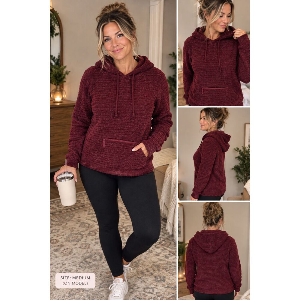 Concepts Sport Textured Knit Pullover Hoodie Women’s Medium M